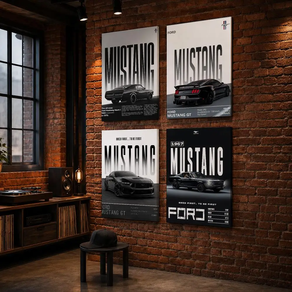 Cool GT500 350R Super Sports Car Framed Wall Painting Wood Canvas Poster For Living Room Bedroom Hallway Office Home Decor