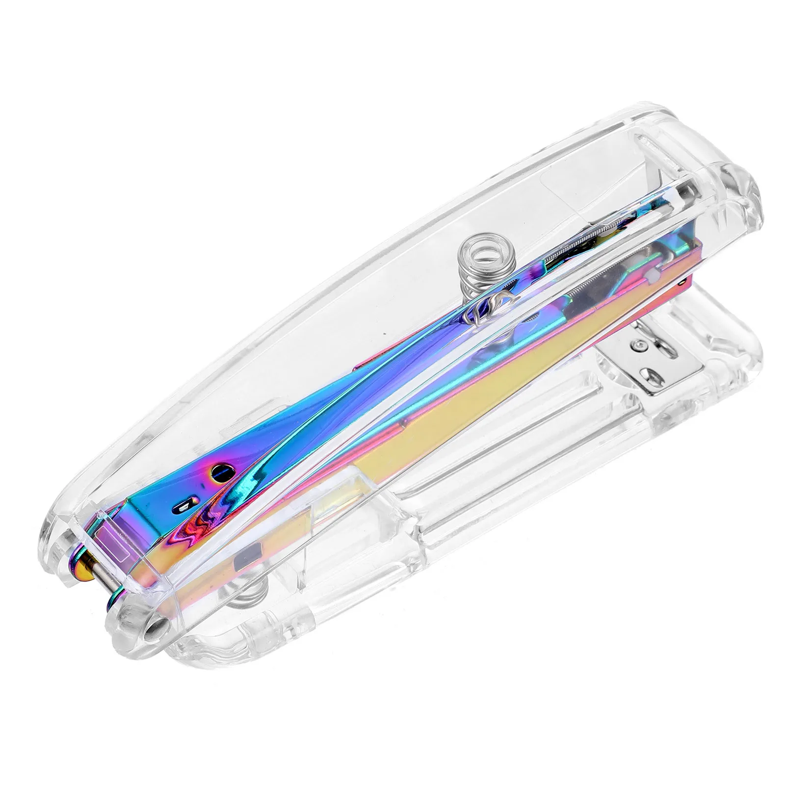 Plastic Transparent Stapler Clear Handheld Stapler for Office Home School Practical Compact Staplers for Desk Students