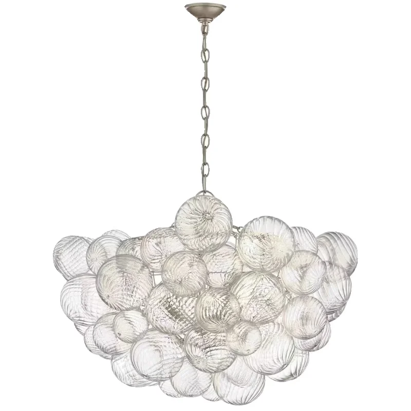 American Modern Luxury LED Glass Ball Hanging Pendant Light Decorative Ceiling Chandelier for Living Room