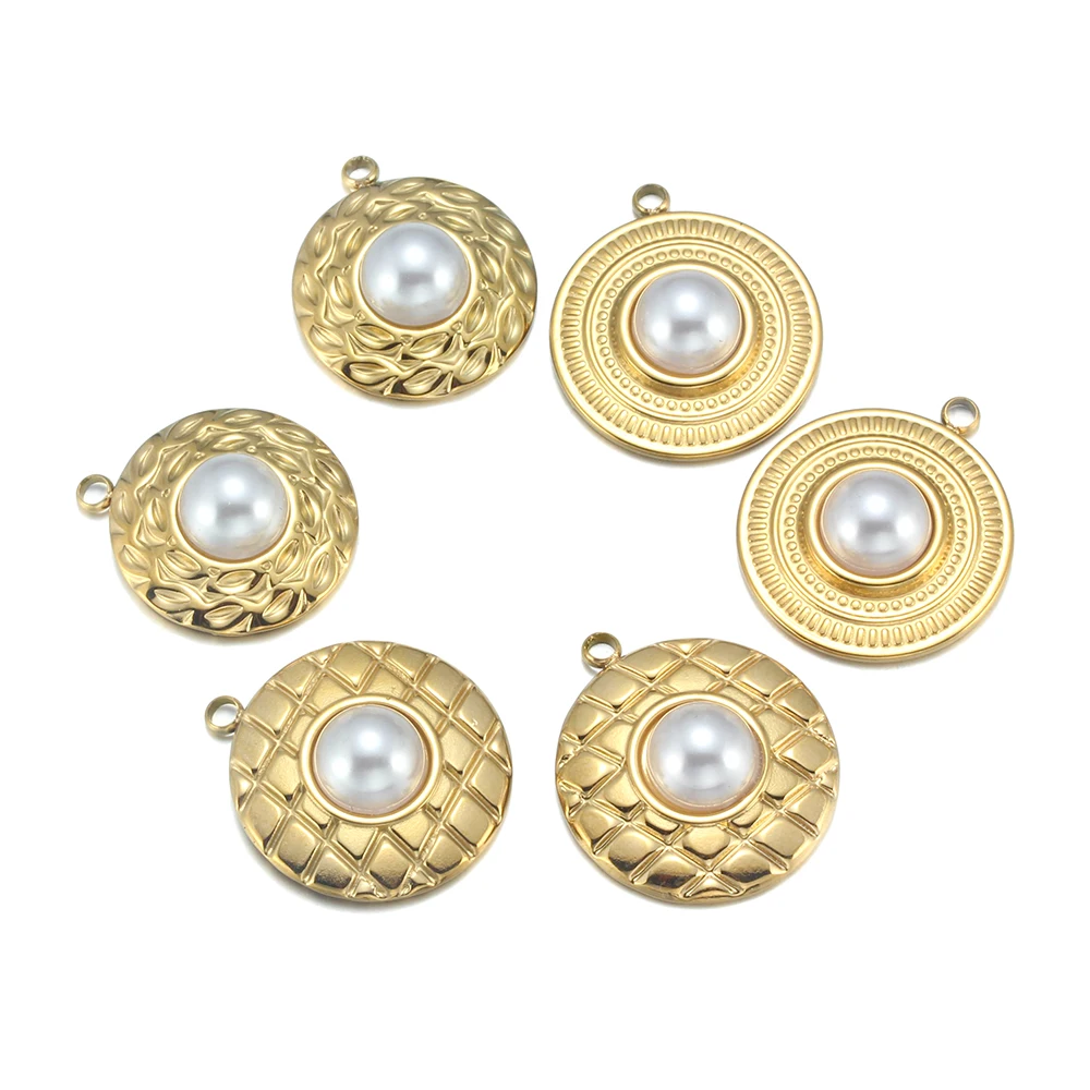 

2 Pcs/Lot Stainless Steel Pearl Pendant For DIY Earrings Necklaces Jewelry Making Charms Accessories Cute Findings Supplies