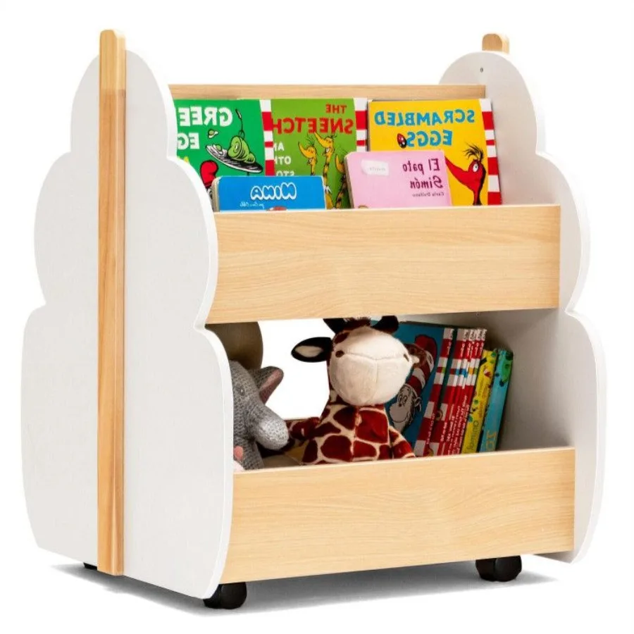 

Wooden Bookshelf with Universal Wheels