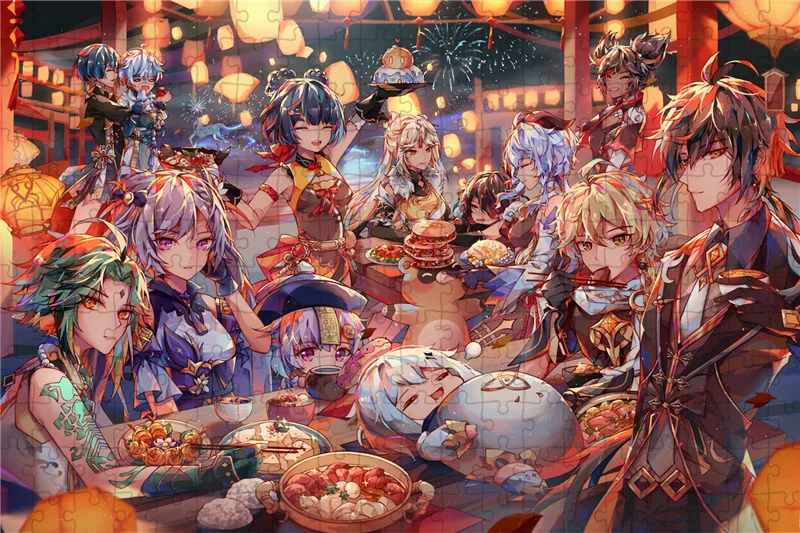 Genshin Impact Video Game Legpuzzels voor volwassenen Stress Relief Speelgoed Anime Karakter Houten/papier Puzzel Home Decor Kunstwerk