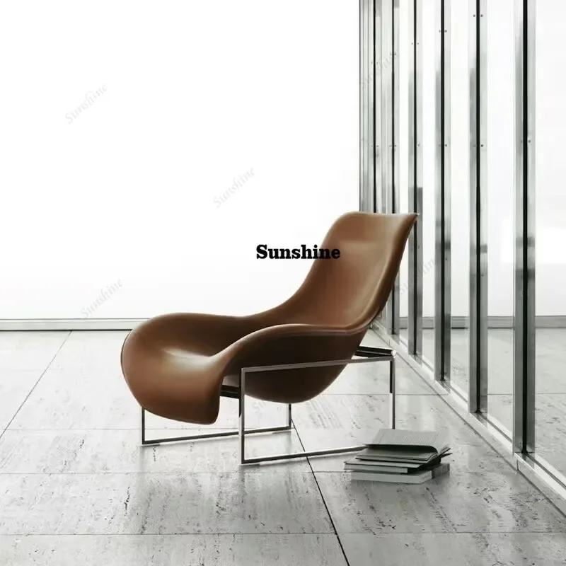 Italienische Akzentstühle im nordischen Stil, luxuriöser, cooler Leder-Lesestuhl, bequemer Designer-Sessel, moderner Hotelstuhl, Sillas, Wohnmöbel FT