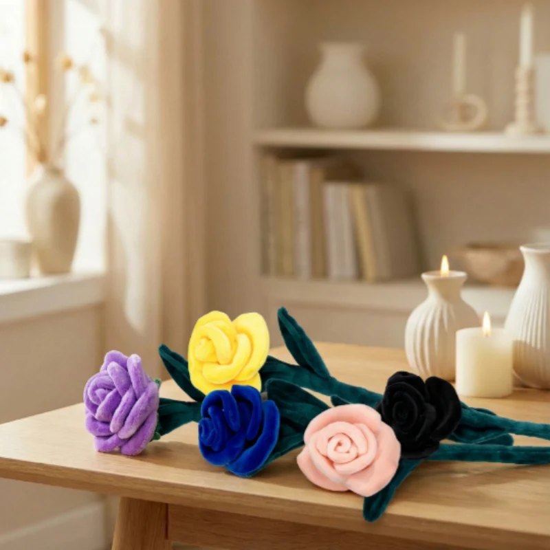 زهور اصطناعية بطول 28 سم على شكل وردة، دمية قطيفة واقعية، باقة زهور لعبة ناعمة محشوة، نبات كاواي لتزيين الغرفة، زينة للمكتب، هدية