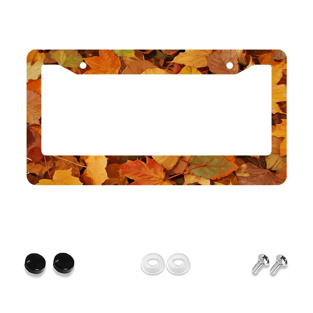 

1 шт., рамка номерного знака с 2 отверстиями и рисунком осенних листьев, оранжевый цвет, алюминиевый материал, 6x12 дюймов, с комплектом винтов, ретро-роман