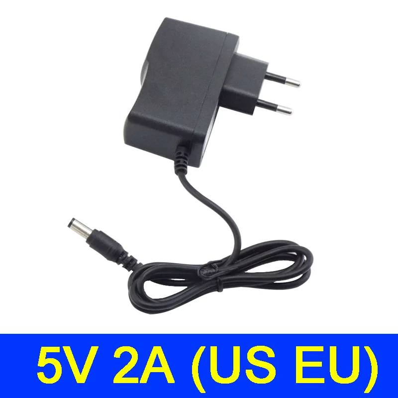 

AC 100V-240V DC Power Supply Adapter Plug Converter 5V 2A 2000ma For LED Strip Light CCTV Charger Switch 5.5mmx2.5mm US/EU Plug