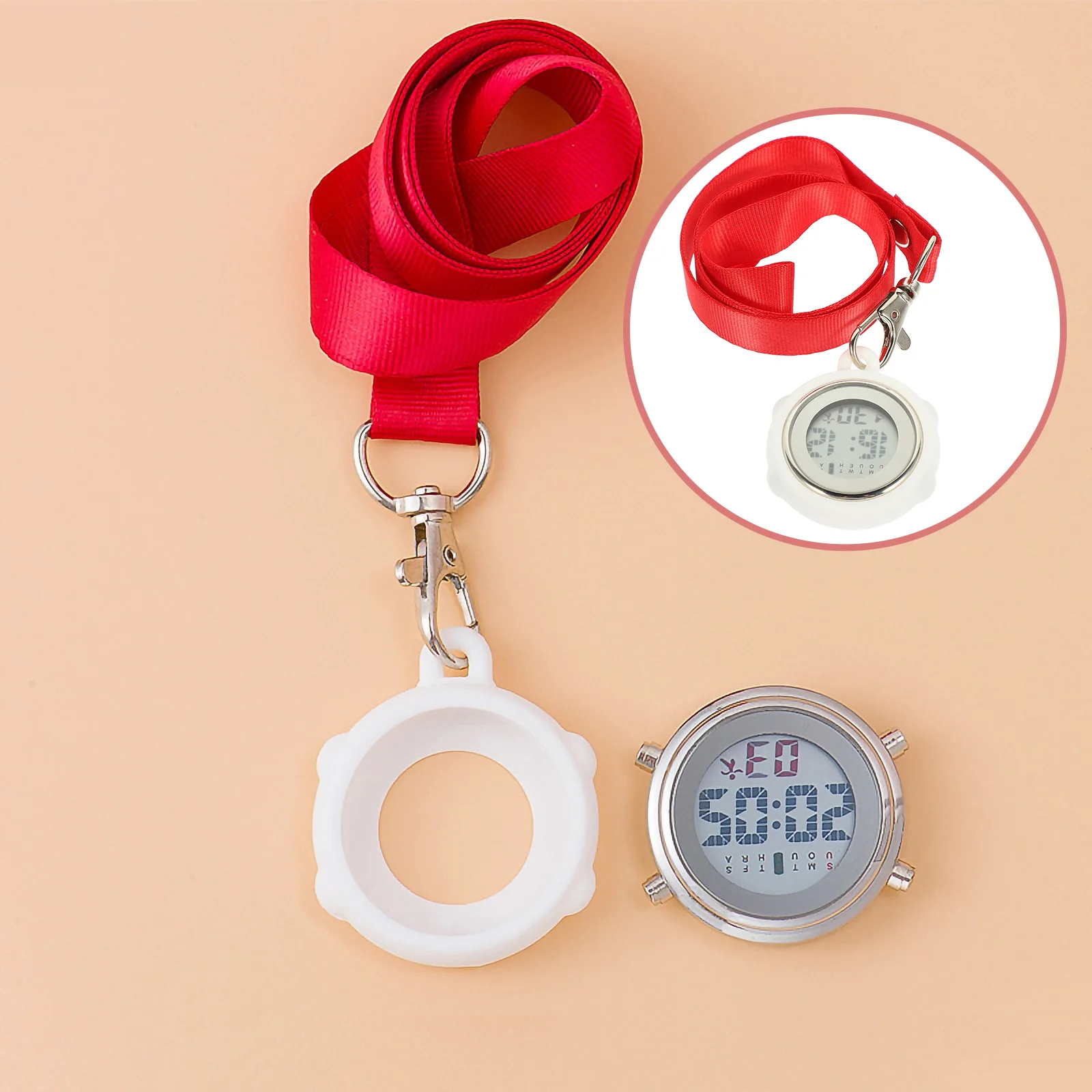 

Digital Stopwatch Keychain Blue Silicone Lightweight Keychain Chest Glass Pocket Watch For Nurse Nurse Watch Gift