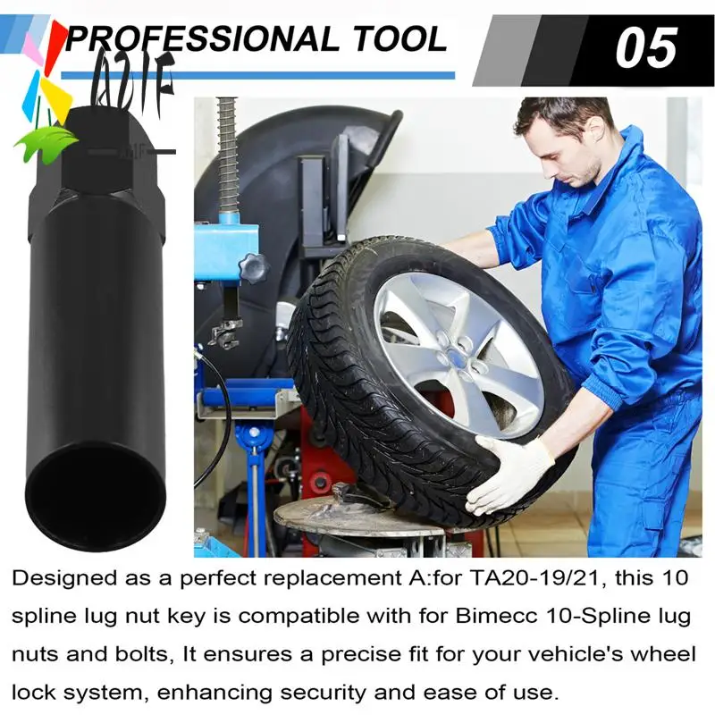 

A21F-10 Spline Lug Nut Key Replacement, Compatible For Bimecc 10-Spline Lug Nuts And Lug Bolts