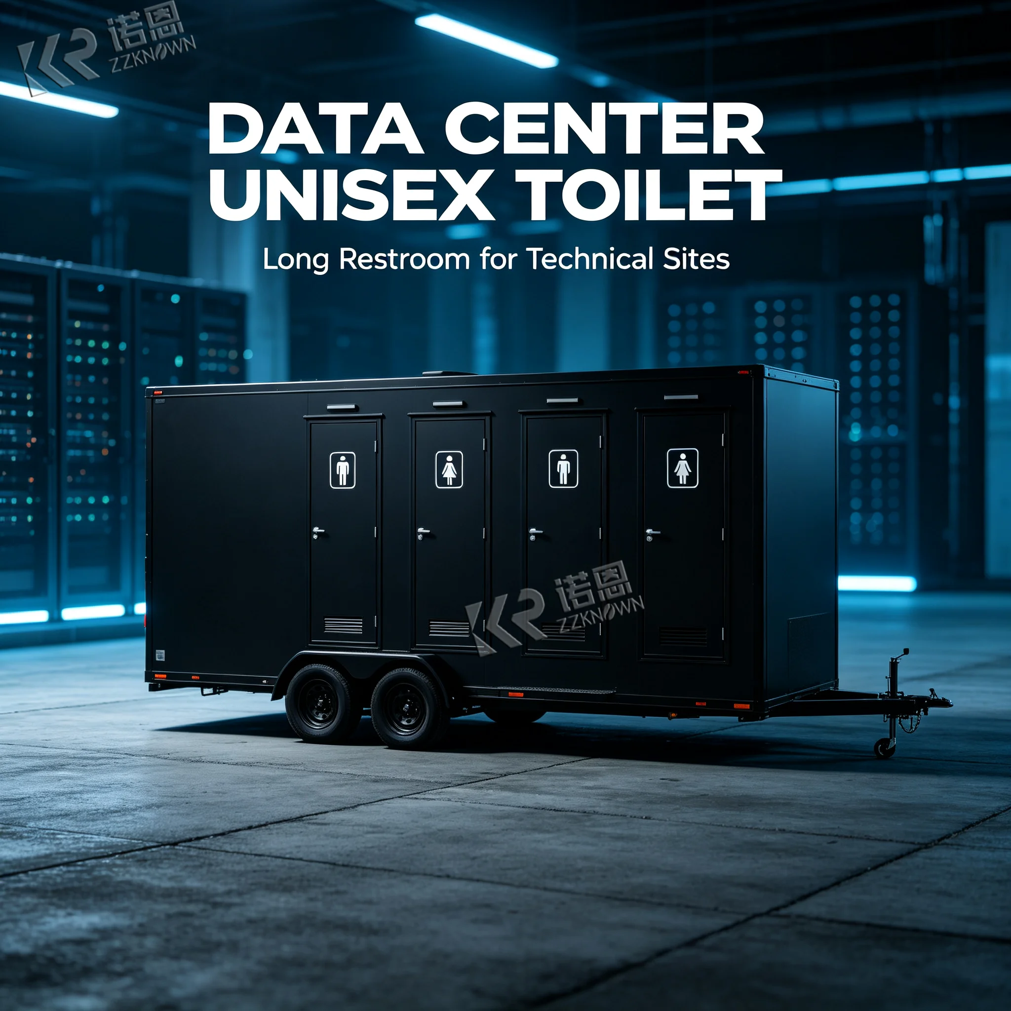 2 Room Portable Toilet Trailer with Fiberglass Body Single Axle Brake System 110V Power Luxury Mobile Restroom Trailer