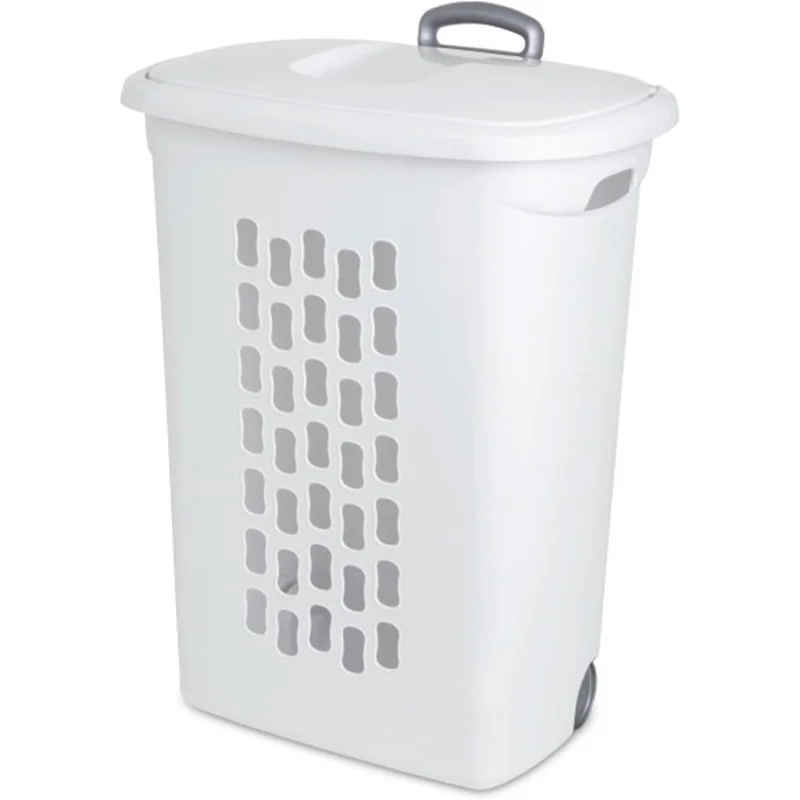 

2026 New：9-Pack Ultra Wheeled Hamper, Laundry Basket/Flip-Top Lid & Retractable Handle - Plastic Rolling Clothes Sto