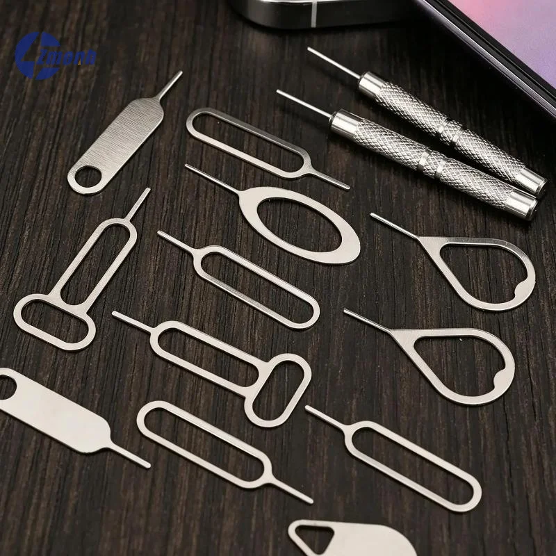 New！16/20Pcs Sim Card Eject Pin Needle Universal Mobile Phone Steel Ejector Pin SIM Card Tray Opener Keyring For