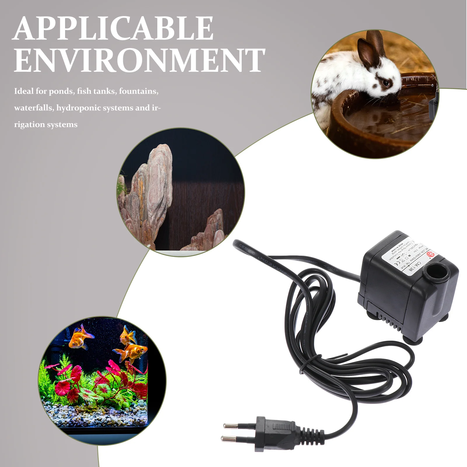 

Compact Aquarium Water Pump Submersible Pump Fish Tank Accessory Eu Plug Black Suitable for Ponds Fountains Gardens Quiet