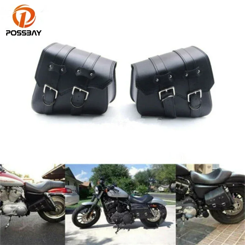 PU Leather Motorcycle Saddlebags Side Tool Bag Black Luggage Saddle Bag for Harley Davidson Sportster XL883 XL1200 Accessories