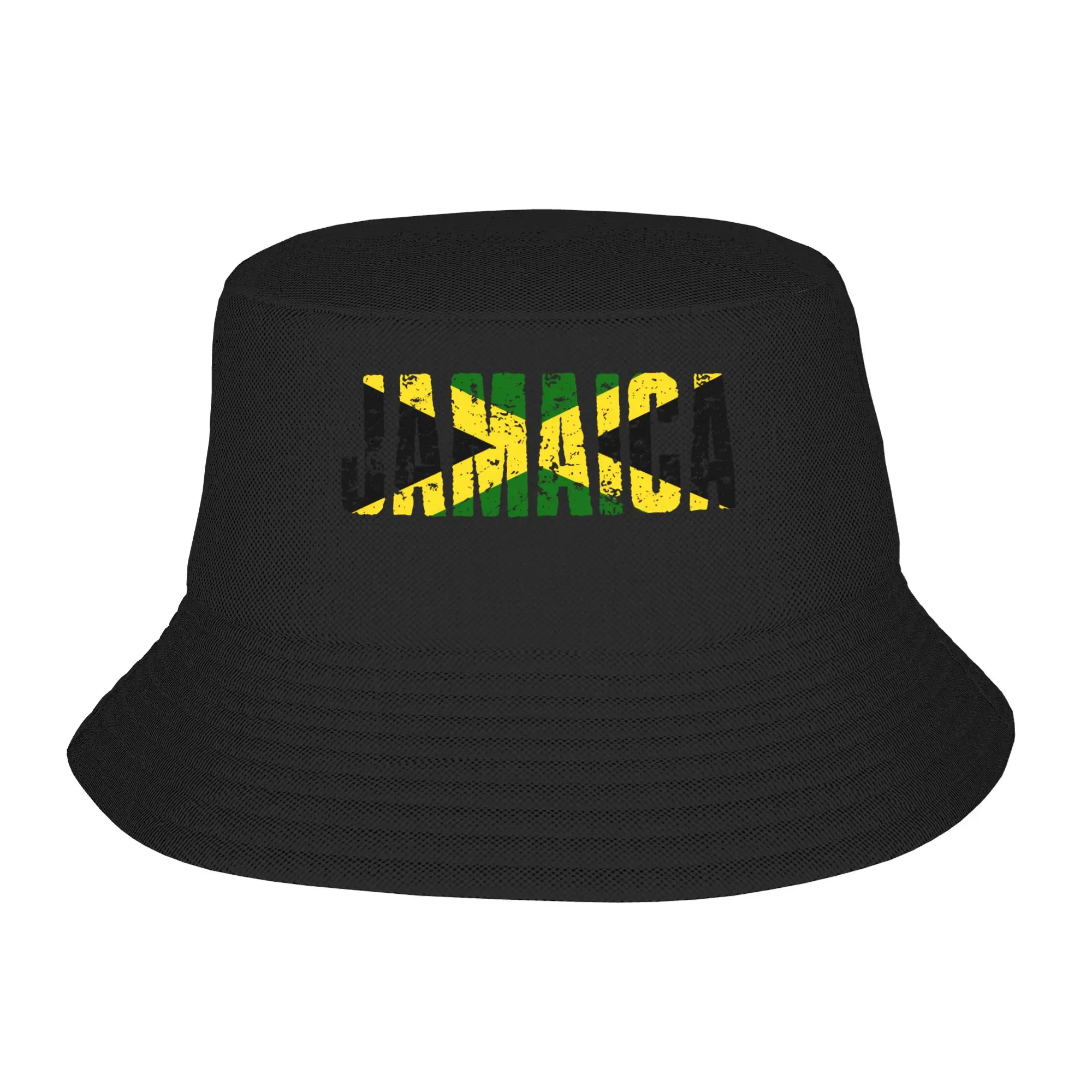 Jamaican Flag  Bucket Hat Jamaica Outdoor Fisherman Caps For Couple Trendy Travel Hiking Sunscreen Hats Soft Fold Design Cap
