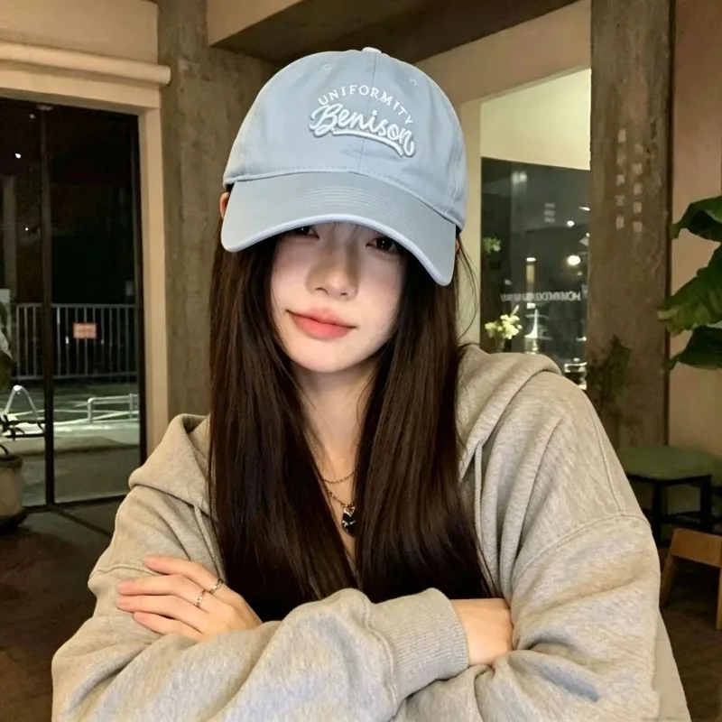 UV Protection Soft Top Baseball Cap Korean Style Letter Embroidered Sun Protective Versatile for Men Women Four Season Daily