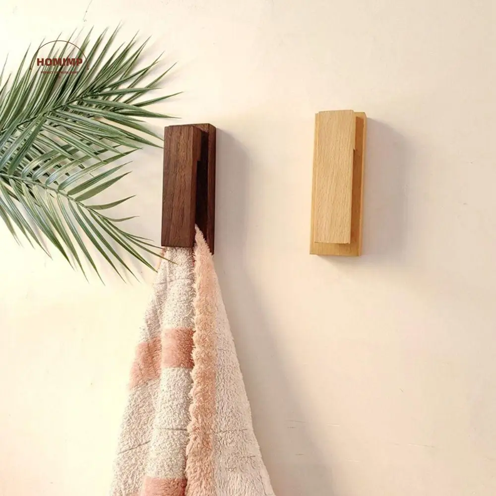 

Multi-Purpose Wood Wooden Hook Coat Peg Strong Adhesive Wood Wall Hook Punch Free Door Hanger Key Decor Holder Hat