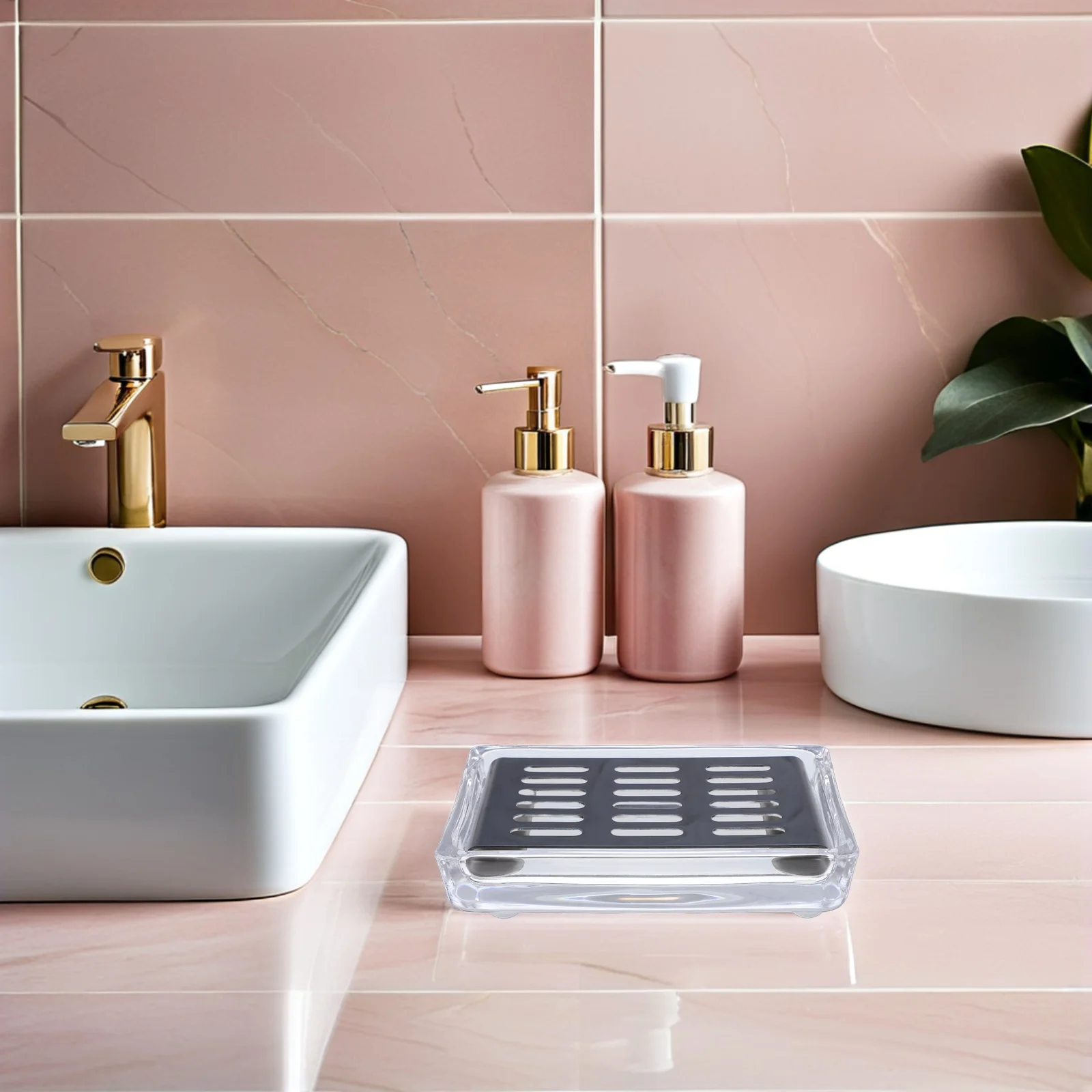 

Self Draining Glass Soap Dish for Bar Soap Bathroom Kitchen Shower Countertop Storage Holder with Open Bottom Drainage Structure