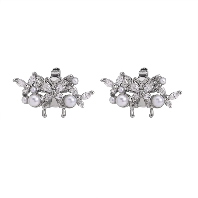 U75B Zirconia Rhinestones Butterfly Earphone Charms AntiSlip Clasps Quick Installation For Multiple Devices