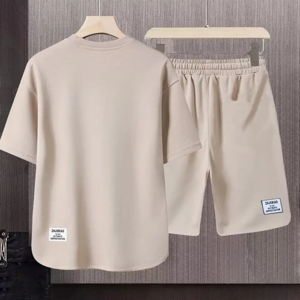 Männer Sportswear T-Shirt Shorts Set lose Kurzarm Kordel zug Eis Seide T-Shirt Shorts Set Männer Sport Top Shorts lässig sportlich