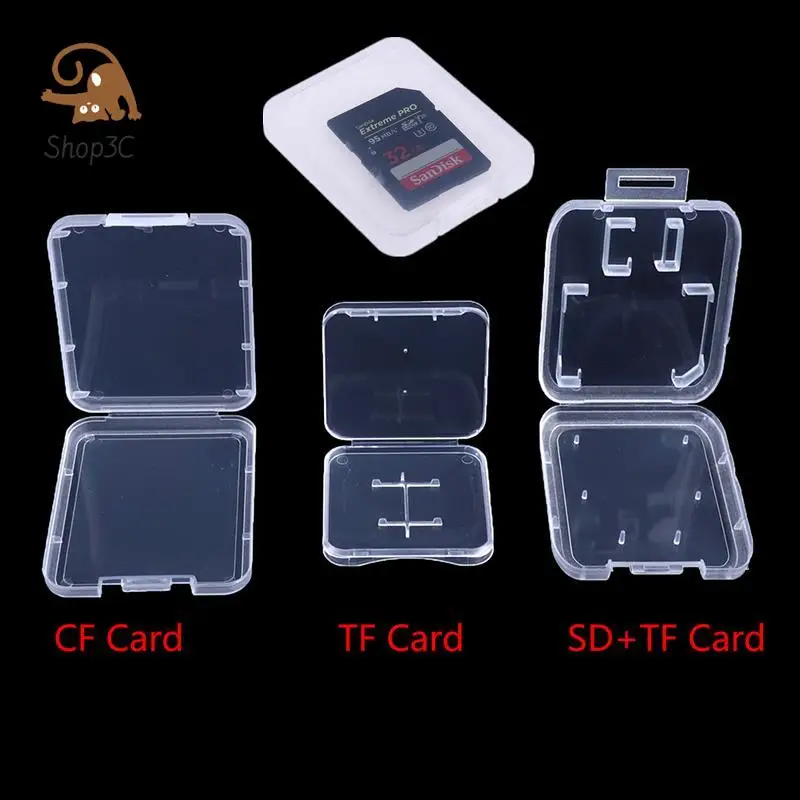 10Pcs Transparent Plastic Storage Boxes SD Camera CF Memory Card Case With Cover Phone TF Card Packaging Box