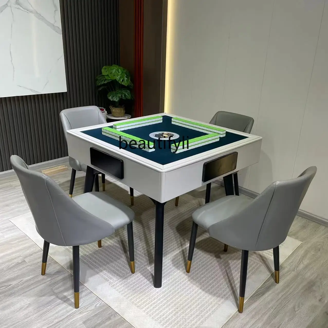 

Multifunctional Solid Wood Stone Plate Dining Table Mahjong Table Small Apartment Automatic Electric Mute Mahjong Machine