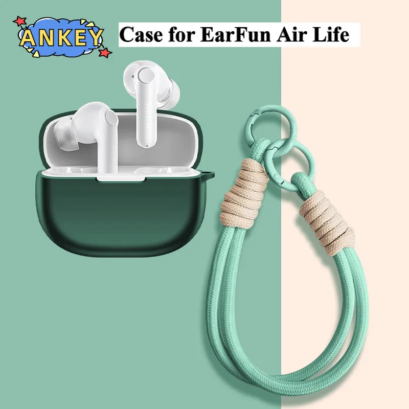 for EarFun Air Life Case Protective Nylon Lanyard Soft Cover Shells TW205 Anti Dust Sleeve Hand Rope Strap Accessories