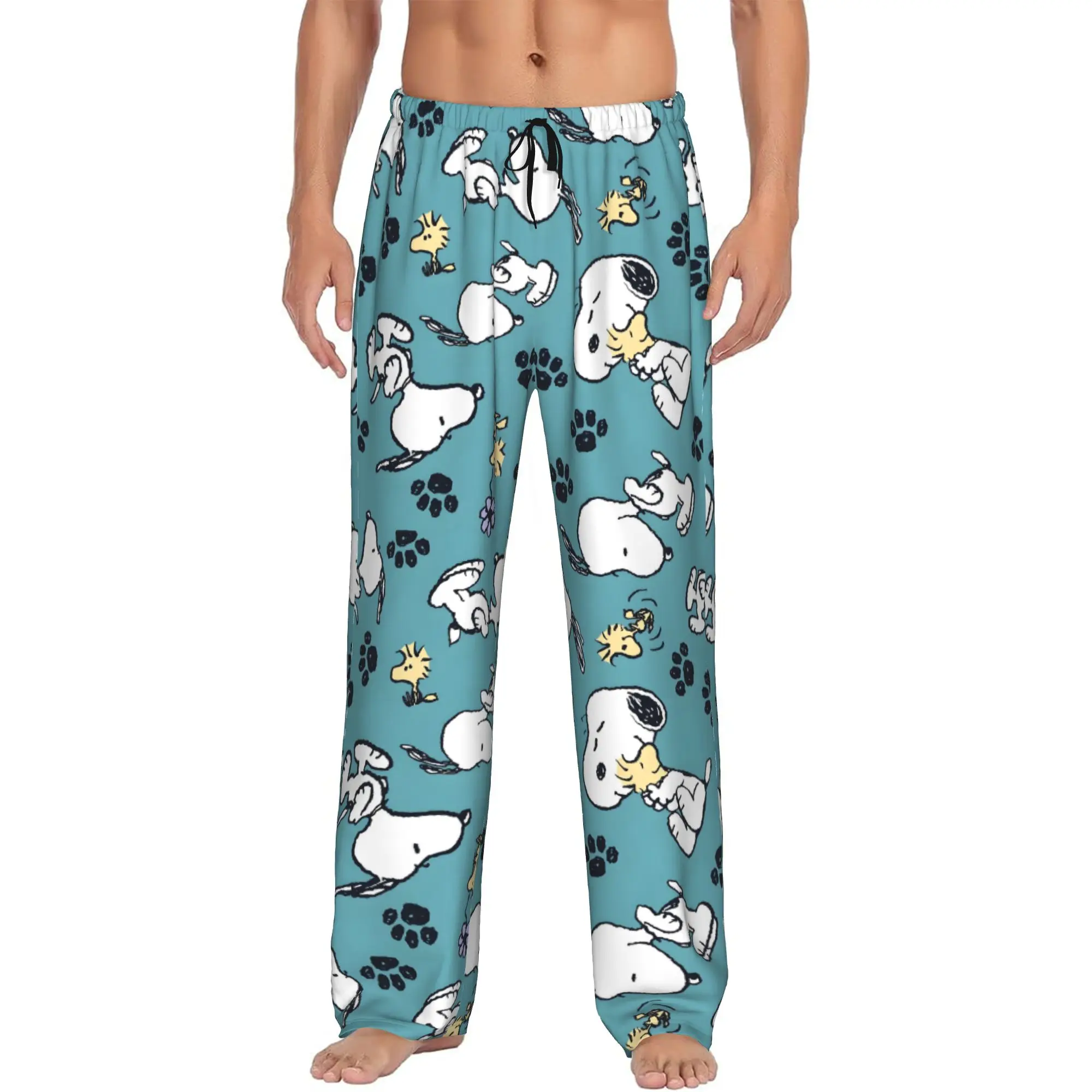 Custom S-snoopied Anime Pajama Pants Men Dog Cartoon Sleepwear Lounge Sleep Bottoms Stretch with Pockets