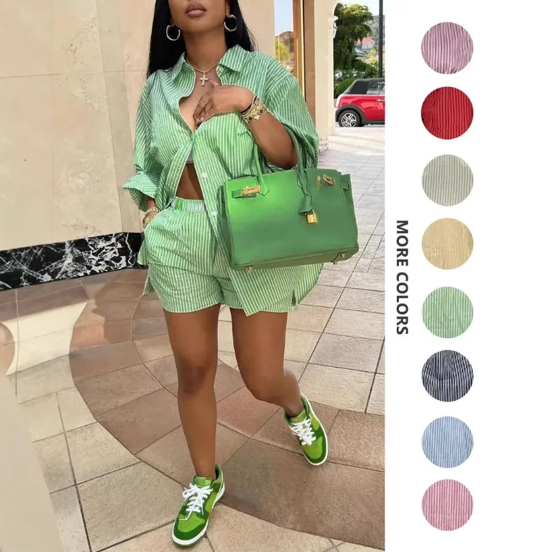 

Summer 2 Piece African Clothes for Women Long Sleeve V-neck Top Short Pant Matching Sets Dashiki African Clothing Outfits 2025