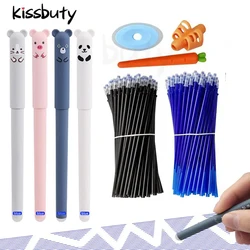 Kawaii Erasable Gel Pen Set Cartoon Animals Cute Cat Erasable Pen Erasable Refill Rod Washable Handle Pen Grip School Stationery