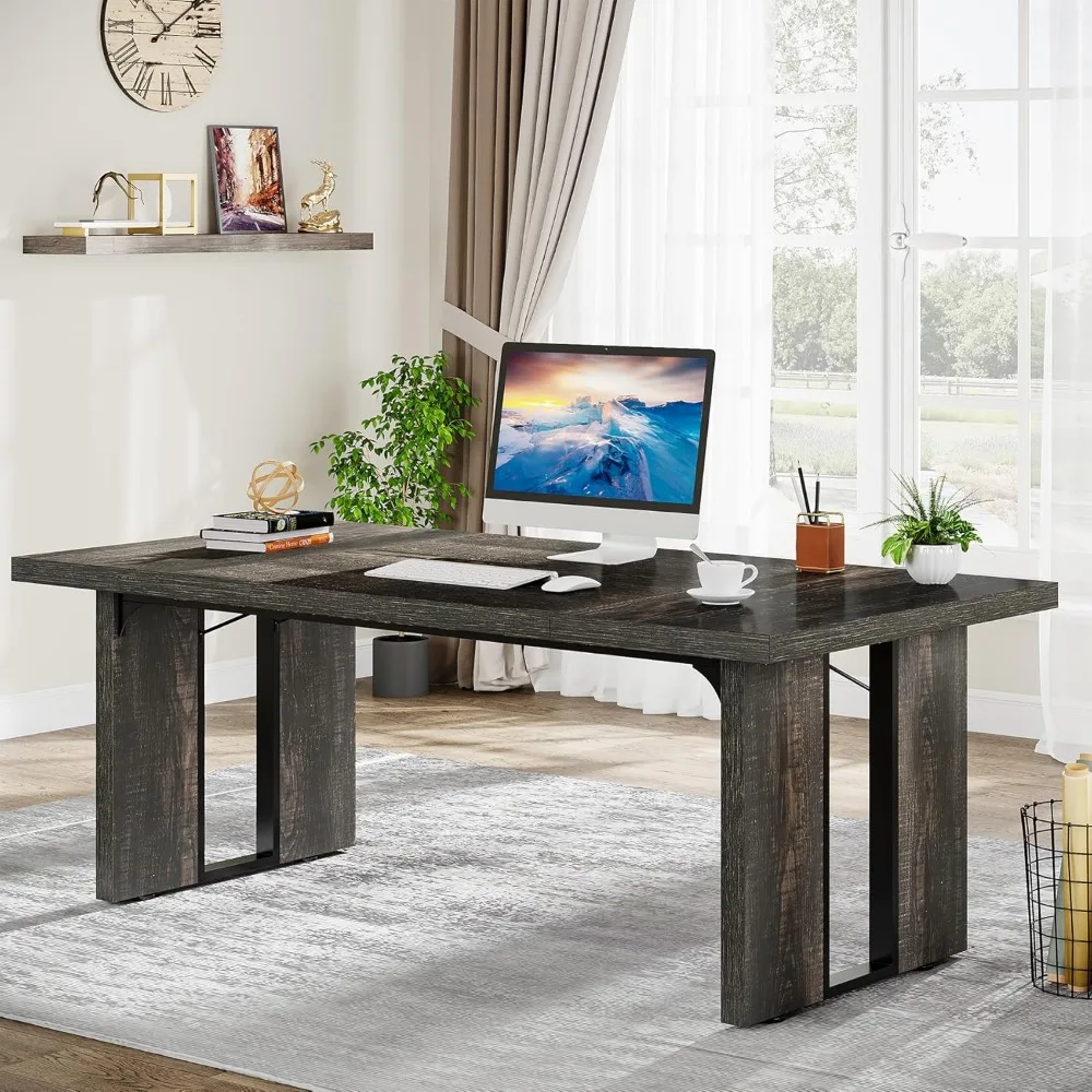 70.9" Executive Desk, Large Office Computer Desk, Simple Laptop Desk Study Writing Table Workstation for Home Office