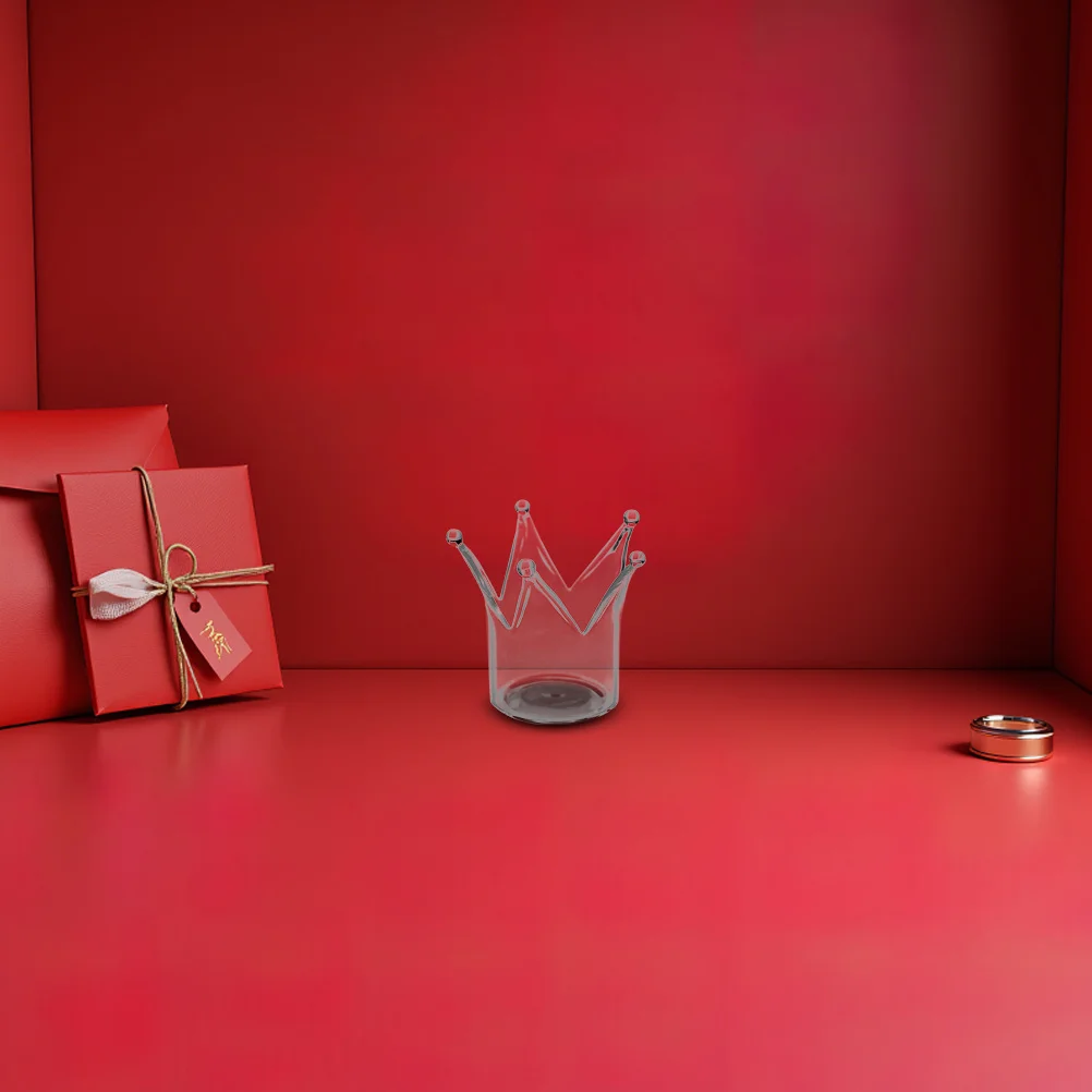

1Pcs Crown Stand High Borosilicate Material Romantic Home Adornment Christmas Crown Candleholder Home Candlestick