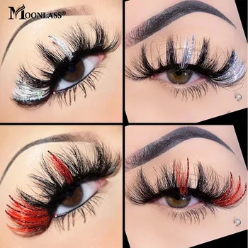 Großhandel Glitter Nerz Wimpern Box Paket 5D Farbigen Wimpern Groß Make-Up Flauschigen Bunte Gefälschte Wimpern Lash Erweiterung Liefert