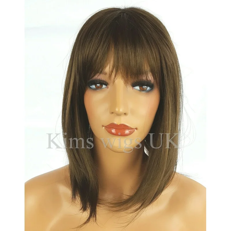 MEDIUM BROWN SHOULDER LENGTH LAYERED BOB WIG LADIES WOMENS FASHION HAIR UK