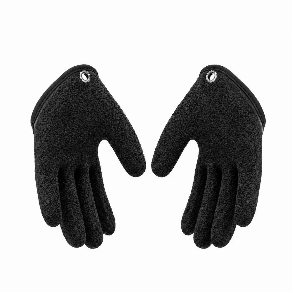 1 Pair Durable Latex Fishing Gloves Non-Slip Quick Drying Fish Catching Gloves Puncture Proof Fisherman Gloves Lure Fishing