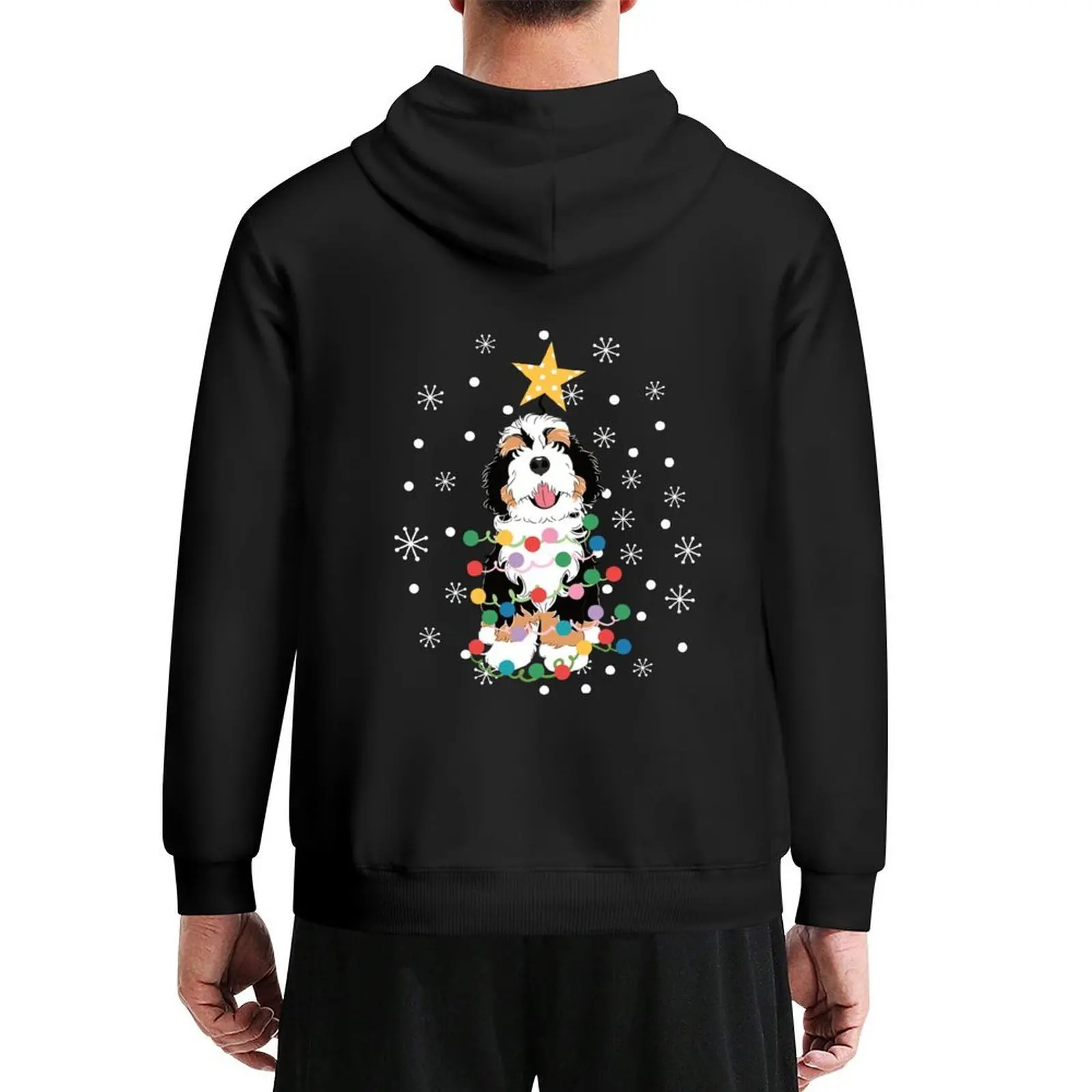 

Tri Color Bernedoodle Christmas Tree Hoodie blouse men clothing men clothes tracksuit men
