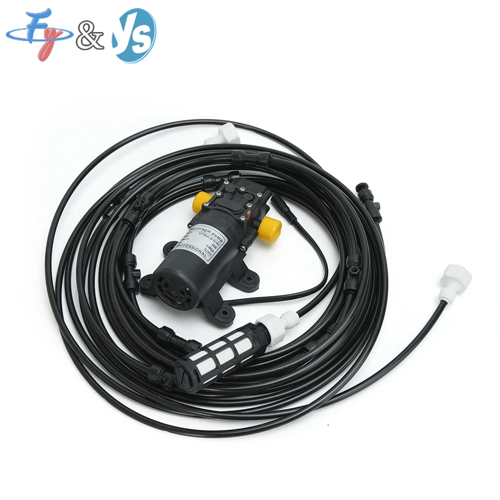 Portable Misting Cooling System 6-18M Electric Water Spray Kit with Brass Nozzle Outdoor Cooling Mister Patio Garden Irrigation