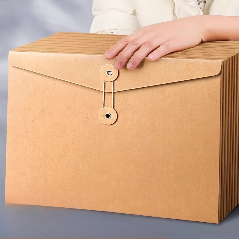 10pcs Kraft Paper A4 File Envelope Document Bag String Tie Closure Folder for Contracts Tenders Storage Bag