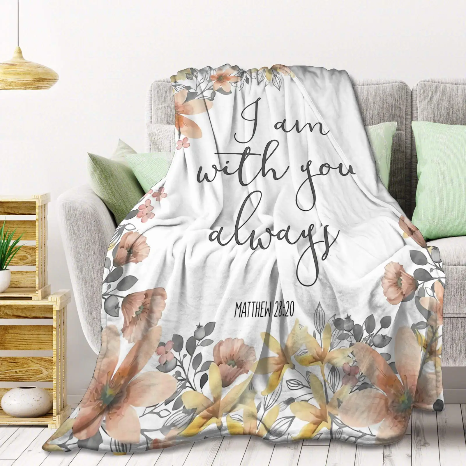 Floral Scripture Throw Blanket Girls Women Bible Verse Blanket Sympathy Prayer Blankets Religious Christian Inspirational Decor