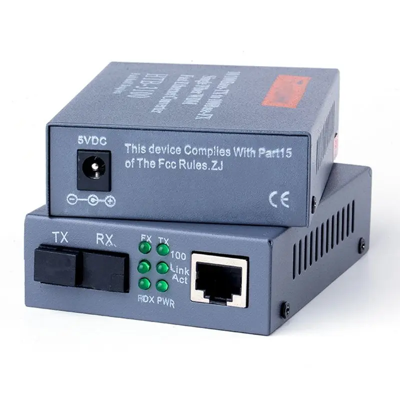 AS62 1 Pair HTB-3100 Fiber Transceiver Single Fiber Converter 25Km SC 10/100M Single Mode Single Fiber Transceiver EU Plug