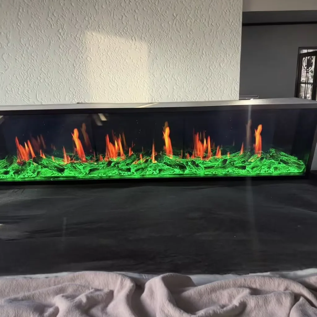 

LCD-вставка с дистанционным управлением для электрического камина с 4D голографическим эффектом пламени, металлическая, современная, ультрареалистичная, для дома и отеля