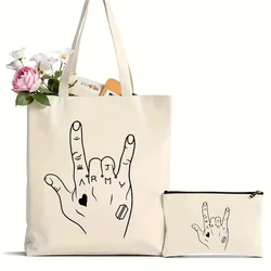 2Pcs BTS Jungkook Canvas Tote Bag Korean Army Merch Fabric Bags Women Black White Shopper Handbag Reusable Shopping Bags Aesthet