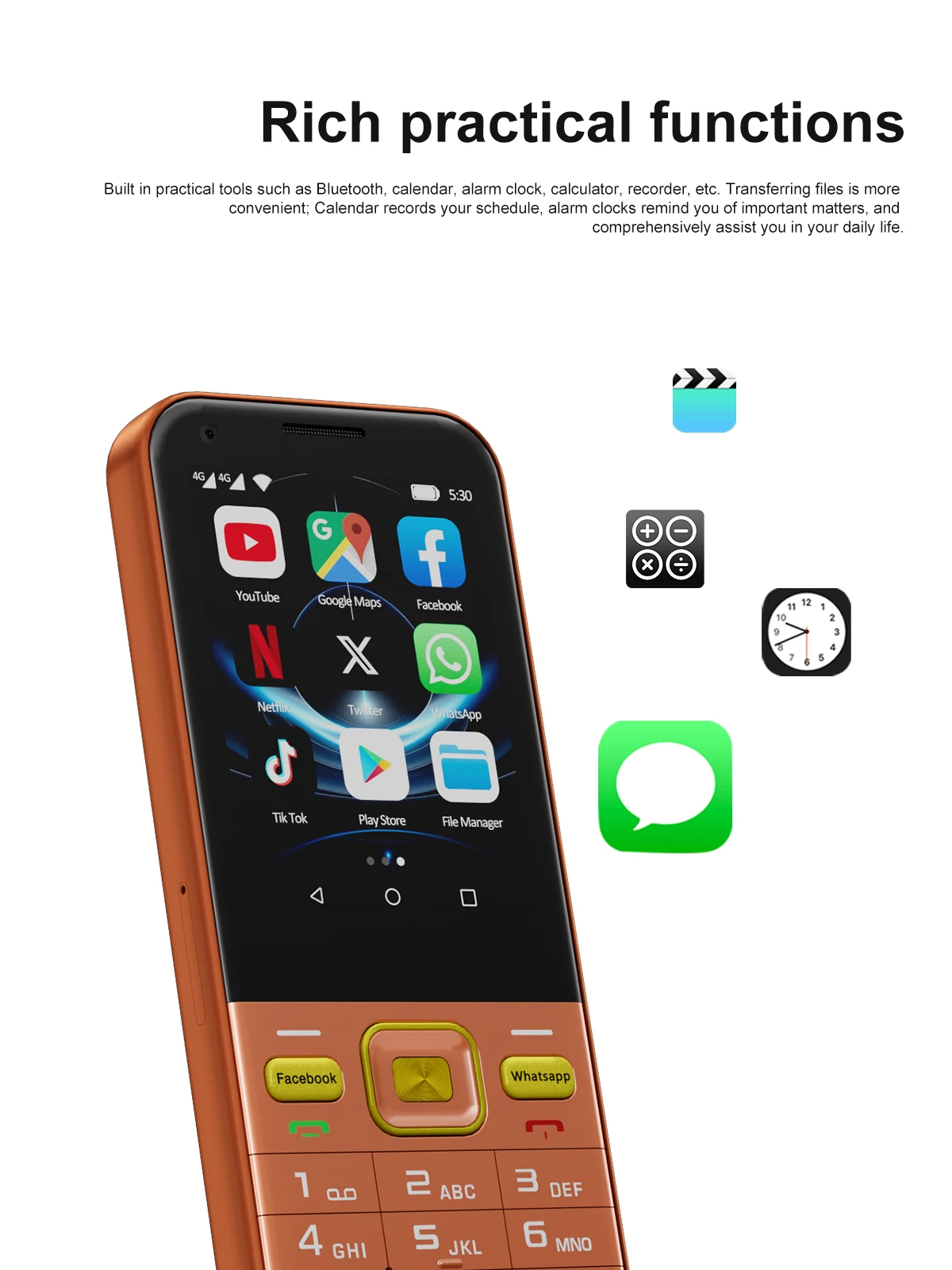 SERVO 4G Button Smartphone Android System 2 SIM 2GB RAM 16GB ROM 2200mAh Battery WiFi Hotspot FM 2.8' Touch Screen Small Mobile