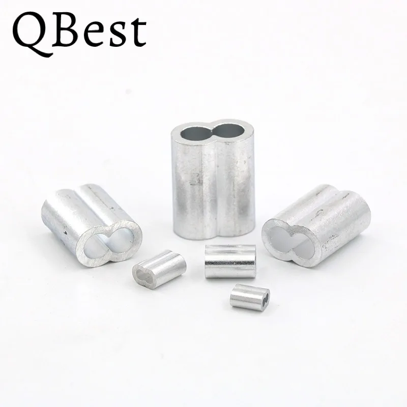 100pcs Aluminum 8 Shape Sleeve Wire Crimp Sleeve Wire Ferrules Cord Lock Aluminum Cable Stopper Crimp Rope Hardware 1.5/2/3mm