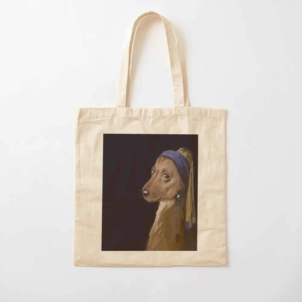 Vermeer Dog - Dog with a Pearl Earring Tote Bag Handbags tote bags cloth bags Candy bags women bag