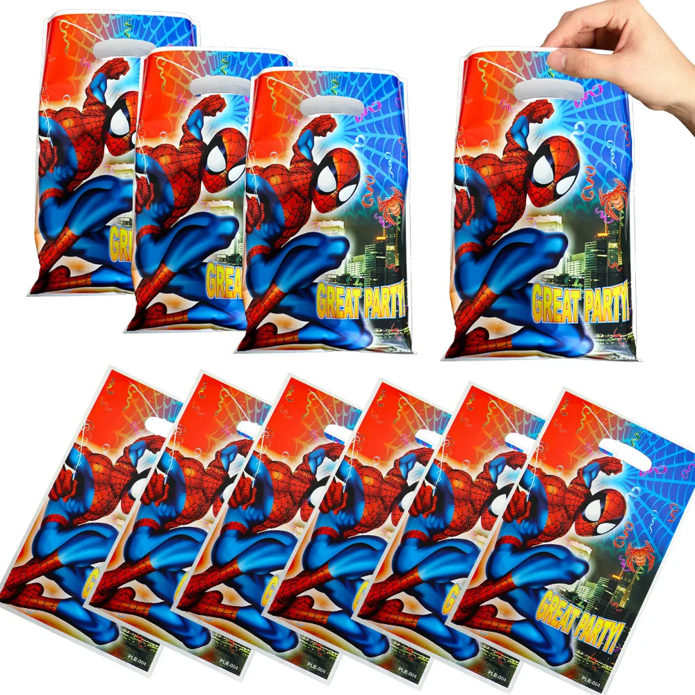 10/20/30/40PCS Spiderman Party Favor Gift Bags Spiderman Candy Bag Handle Gift Bags Superhero Themed Birthday Supplies Gifts