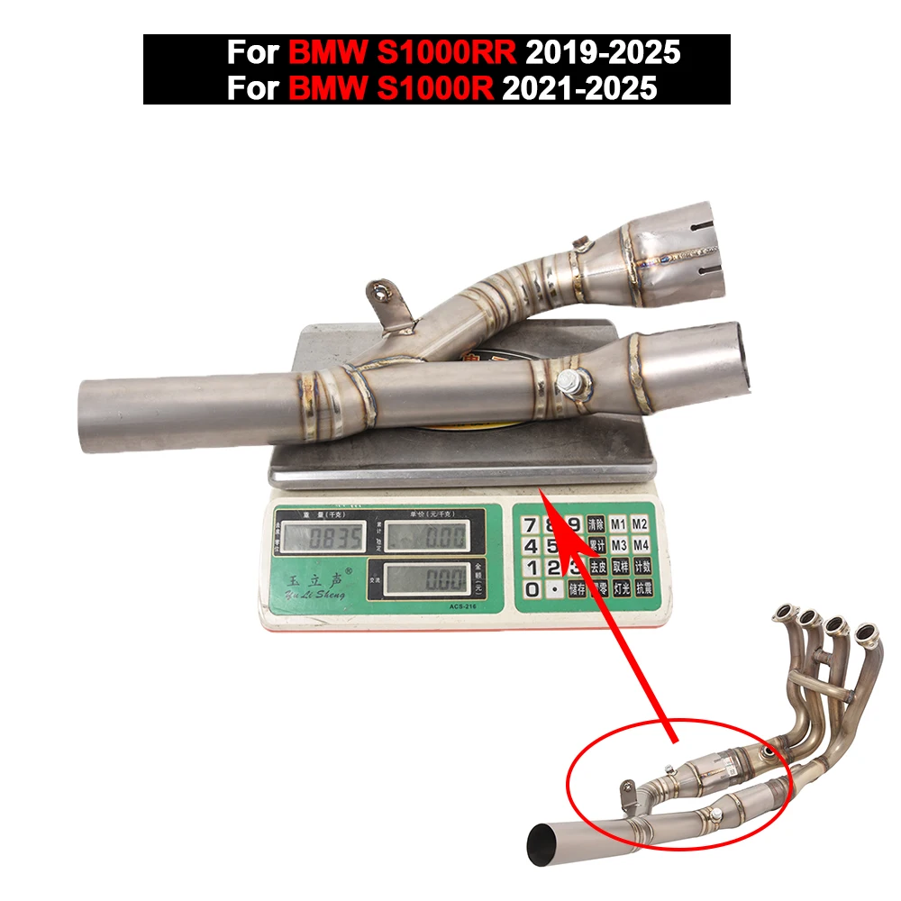 Sistem Knalpot Motor Escape Moto Mid Link Pipe Dengan DB Killer Titanium Alloy Untuk BMW S1000RR 2019-2025 S1000R 2021-2025