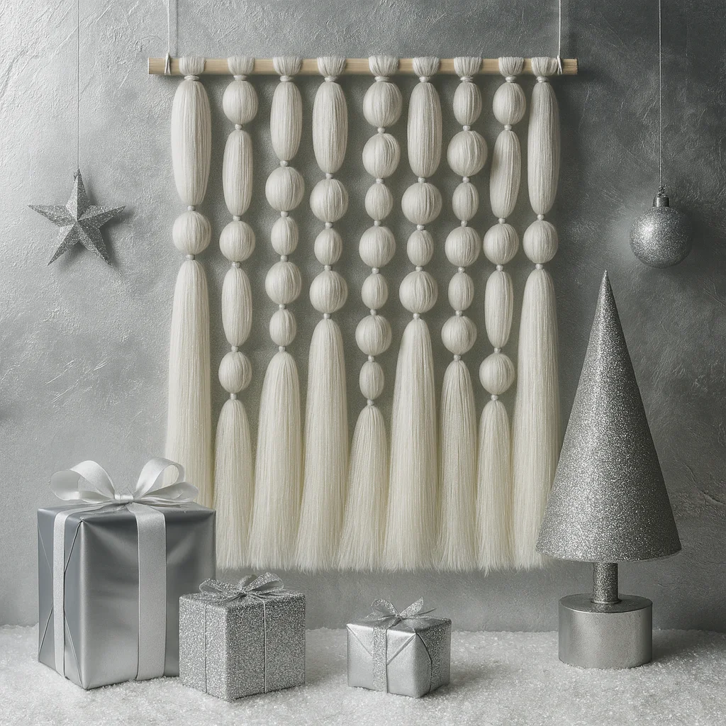 #￥Christmas Snow Color Posmiah Art Deco Eco-Friendly Cotton ManualWoven Mixed Thread VerticalPattern Irregular Shape Indoor Wall