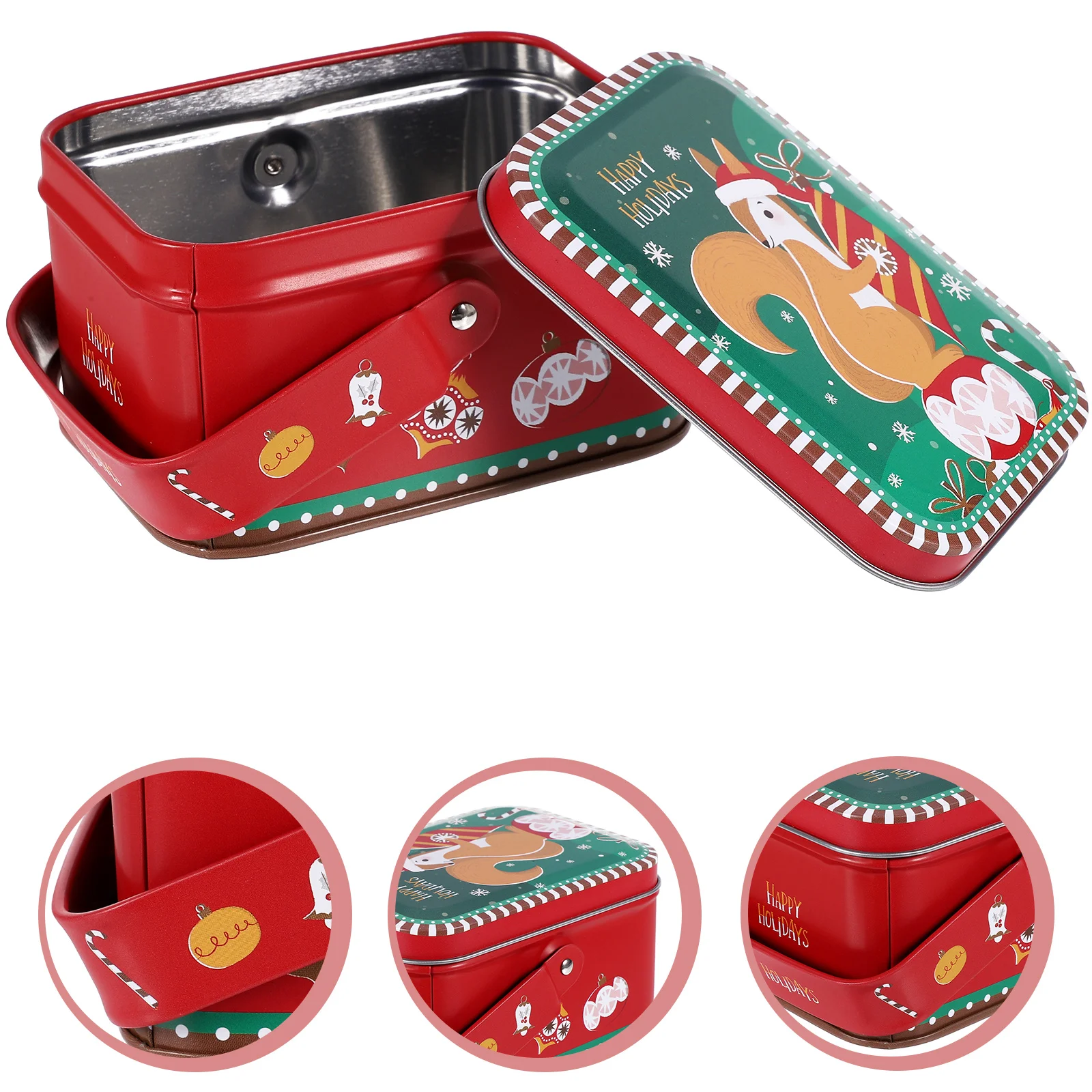 Christmas Containers Gift Box Cookie Tin Supplies With Lid Tinplate Storage Candy Holder