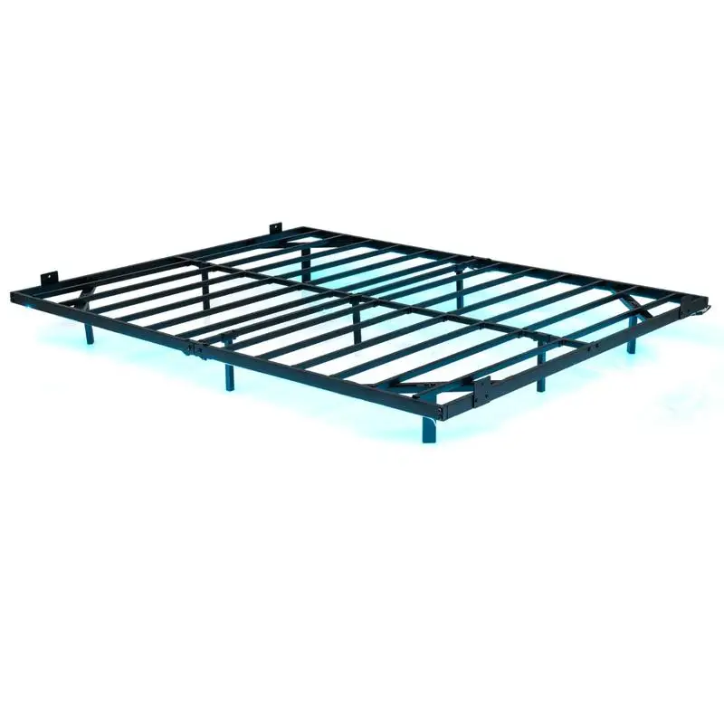 200x160cm Schwebendes Bettgestell Schwarzes Metall-Plattformbett mit LED-Beleuchtung Ohne Lattenrost Rutschfester Stopper Modernes Bett mit Stauraum