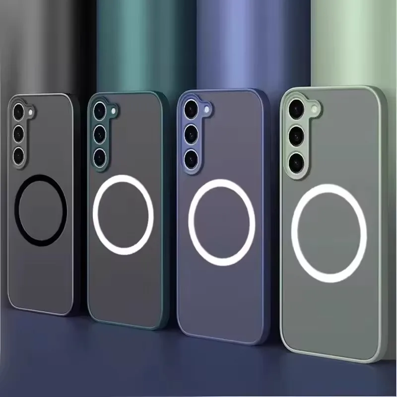 Luxuriöse matte Hülle für Magsafe magnetisches kabelloses Laden für Samsung Galaxy S26 S25 Ultra S24 Plus S23 FE S22 stoßfeste Schutzhülle.